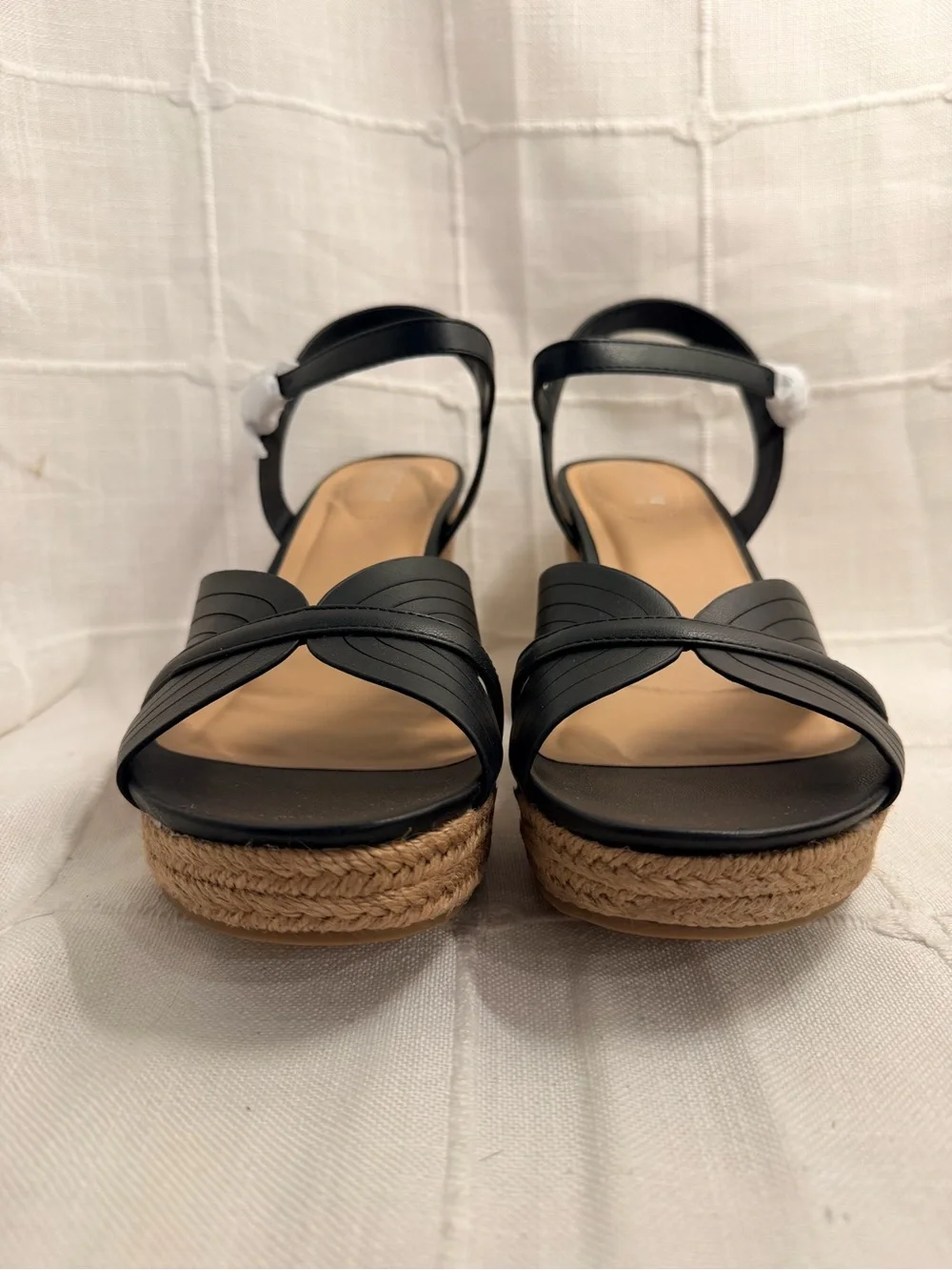 Kenneth Cole Reaction Comi Black Espadrille Wedge Sandals Size 11M NEW